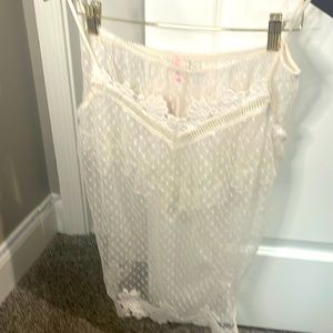 VS cream lace see through lingerie set amazing detail boy short bottom.